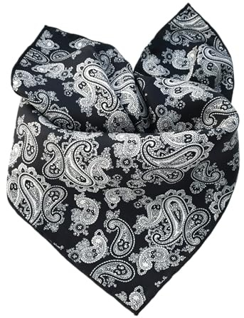 Prettystern Uomo Donna Fazzoletto Da Collo sciarpa unisex 100% seta bandana nicki estate piccola di Seta Fazzoletto Da Collo 11 Nero bianco