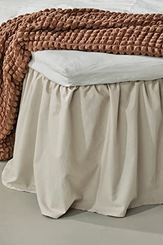 Jotex Zack Volant Betthusse - 100% hochwertige Bio-Baumwolle Bettrock, Höhe 45 cm - Beige, 90 x 200 cm