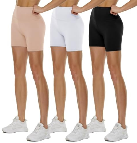 TNNZEET 3er Pack Radlerhose Damen High Waist Sommer Shorts Kurze Sporthose