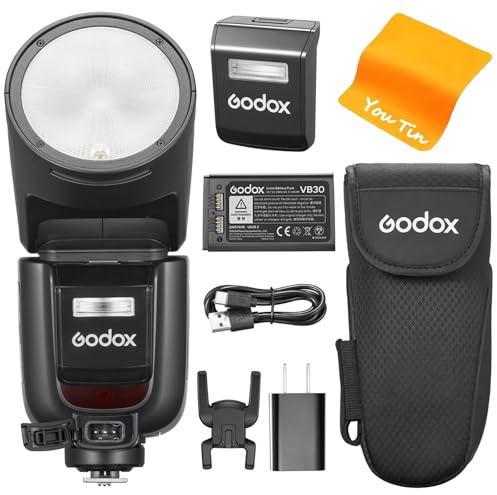 Godox V1Pro-F V1 Pro F TTL Kamerablitz für Fuji, Godox V1-F Aufgerüstet, 2,4G HSS 1/8000s Li-Ion 76Ws Rundkopf-Blitzgerät, Innovative Externe Blitz SU-1, V1Pro für Fuji Kameras