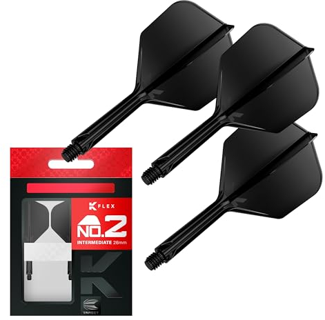Target Darts K Flex Integrierter Dart-Flug und -Schaft, Nr. 2 Schwarz (Mittelstufe) | 3er-Pack K-Flex – Nr. 2, Präzisionsgeformte 2-in-1-Dart-Flüge und -Dart-Schäfte | Professionelles Dart-Zubehör