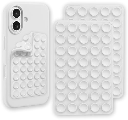 NICECONE 2 Pack Double Side Silicone Suction Phone Mount, Non-Slip Sticky Grip with Higher Suction Power Hands-Free Accessories, Strong Grip Holder for Selfie and Video (White)