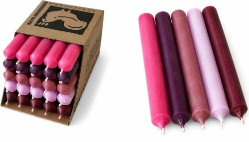 Kerzenfarm Hahn Stabkerzen bunt - Kerzenset 25 Stück - Premium Qualität Made in Germany - 22mm Durchmesser, 18cm Länge bunte Kerzen durchgefärbt - Stabkerzen pastellfarben - Tafelkerzen Set 5
