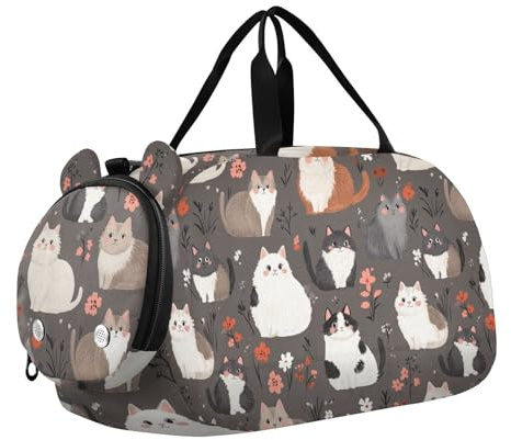 Borsa da palestra con simpatico gatto norvegese con scomparto per scarpe, leggera, per viaggi, sport, fitness e allenamento, cartone animato, carino, norvegese, personalizzato, gatto