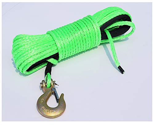 6mm * 15m verde sintético torno de cable amp; 1/4 Hook, Line ATV del torno, torno de cable Barco,Alta Intensidad