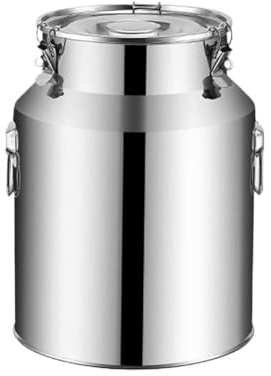 AMYSTY Wine Barrel Milk Churn Milk Can 304 Stainless Steel Milk Jug Water Pot Oil Barrel With Silicone Sealed Lid Food Milk Bucket(58L)