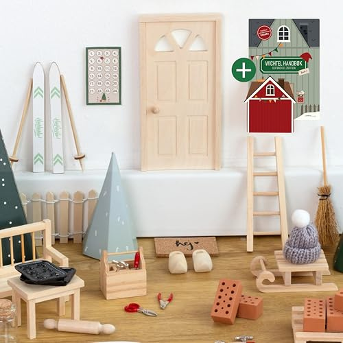 LIMMALAND Wichteltür Set mit Zubehör & Wichtelbuch – Premium Komplettset mit leuchtender Wichteltür, Wichtelbuch, Briefblock und Zubehör (Wichtel Premium Komplettset inkl. Haus & Baustelle)