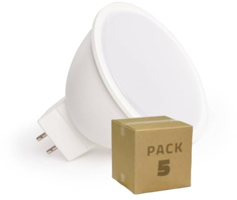 LEDKIA LIGHTING Pack 5 Bombillas LED GU5.3 6W 550 lm MR16 No Flicker 3000K Blanco Cálido GU5.3
