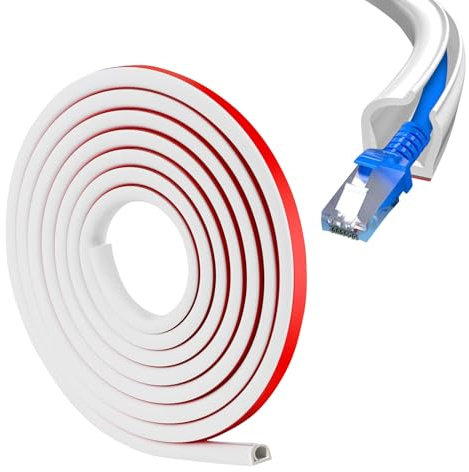 Flexibler Kabelkanal Weiß, 5M Kabelschacht Selbstklebend, 10mm Breit Halbrunder Kabelkanal, Kabel Verstecken Kabelabdeckung für Boden, Wand, Haushalt, Büro, Kabelwechsel ohne Demontage (5m)