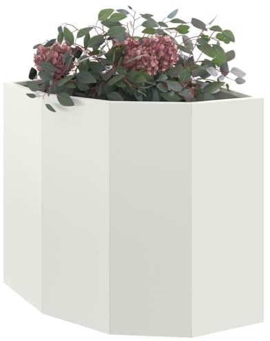 vidaXL Hörnställning Vit 45 x 45 x 50 cm Stål, Trädgårdsplanterare i hållbart stål, platsbesparande hörnlösning, modern blomutställning