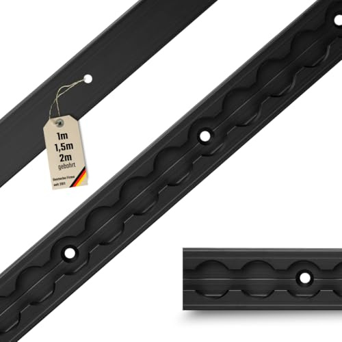 LOADCARE Riel de avión cuadrado – Negro anodizado perforado | Riel de aluminio para remolques, autocaravanas, autocaravanas y furgonetas | fuerte seguridad de carga, bordes desbarbados, combinable (1