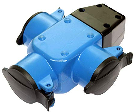 as - Schwabe 3-fach Verteilersteckdose – Gummi Stromverteiler 230 V / 16 A mit Klappdeckel – Mehrfach-Verteilersteckdose für Außenbereich & Baustellen geeignet – IP44 – Made in Germany, 60057