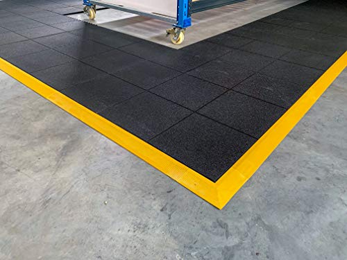 TEC Rub | Anti-Ermüdungsmatte | 100% Naturkautschuk Arbeitsplatzmatte | Linkbar | Schwarz | 16mm hoch (Geschlossene Oberfläche, Schwarz)