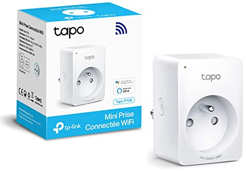 Tapo Prise Connectée WiFi, Prise Intelligente Compatible avec Alexa et Google Home, 10A Type E, Contrôler Le radiateur, la cafetière, la Lampe à Distance, Aucun hub requis, Tapo P100(FR) 1 Pack