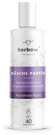 Herbow - Parfum linge écologique Adoucissant concentré à base d'ingrédients végétaux (nuit claire de lune - lavande, camomille, rose, 200 ml)