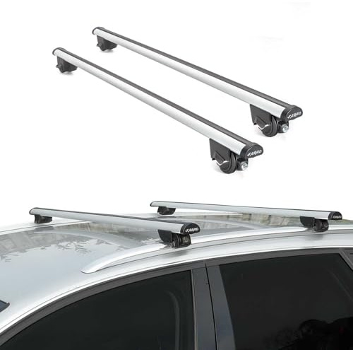 OMAC Dachträger Grundtäger kompatibel mit VW T-ROC 2017-2025 ABE Aluminium 100kg Silber 2tlg Geschlossene Reling für Fahrradträger, Dachboxen, Skiträger Schwerlast-Abschließbar
