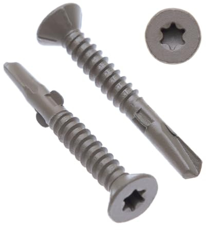 6.3mm Metallschrauben Selbstschneidende Torx-Flachkopf-Bohrschrauben (Packung mit 200) für den Außenbereich mit Korrosionsschutz C4 für Metallbleche/Dachfensterbefestigung DIN7504 P (6.3mm x 60mm)
