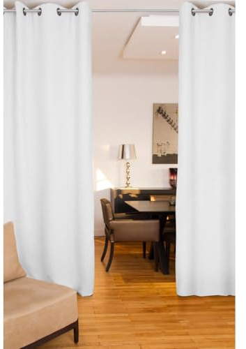 Moondream DecibelControl™ 4-in-1 Soundproof Room Divider Curtain | Noise Reduction | Thermal Insulation | 100% Blackout | Patented | Velvet | Grommet | 52 W x 108 L | White - Snow MC720