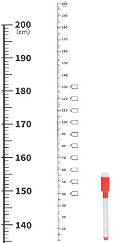 sourcing map Wachstumstafel 200cm Metrisch Höhe Karte Lineal Wand Dekor mit Markerstift Schwarz