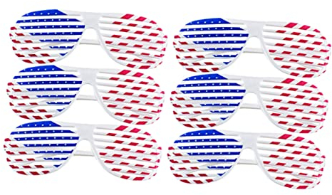 SAFIGLE 6stücke Sonnenbrillen Mit Amerikanischem Flaggenmuster Party-requisiten Kunststoff-brillen Zum Unabhängigkeitstag Für Erwachsene Und Junge Mädchen