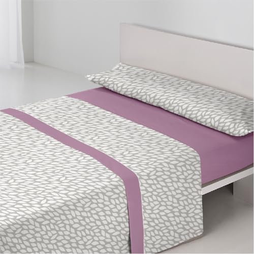 Sedalinne - Juego de Sabanas Termicas Llanes 3 Piezas - Cama 90x190 cm - Tejido Térmico Pirineo Suave - Incluye Bajera Ajustable, Encimera y Funda de Almohada - Sábanas de Invierno - Morado