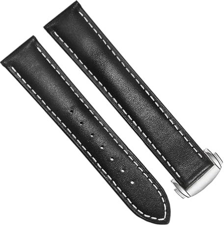 BANDKIT Echtes Leder Armband für Omega 300/150 Schwarz Braun Uhrenarmband Faltschließe Zubehör Handschlaufe, 20 mm, Achat
