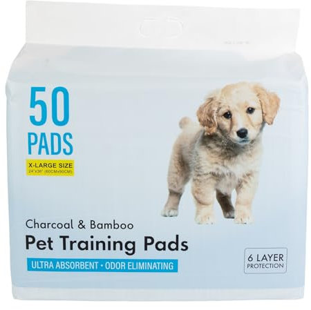 Charcoal Dog and Puppy Pet Training Pee Pads with Activated Charcoal Bamboo Odor Control, Super Quick Absorbent, Large Puppy Pee Pads for Dogs,Cats 6-Layer Leak-Proof Dog Pads (24 X 36)