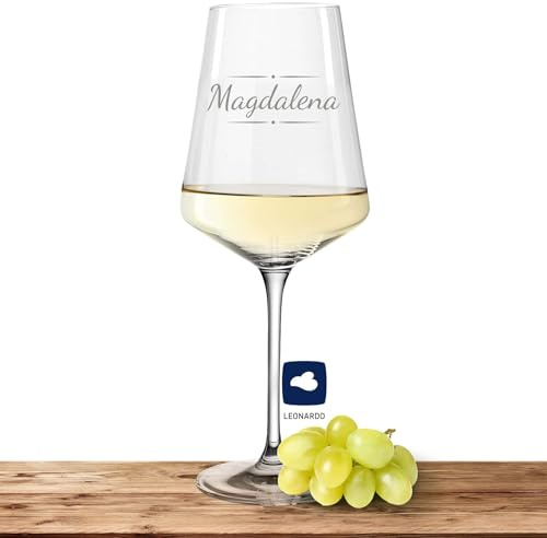 Deitert Leonardo Weißweinglas mit Namen oder Wunschtext graviert - PUCCINI - großes 560ml Glas - personalisiertes Weinglas als Geschenkidee für Männer und Frauen Motiv (Verzierung 03)