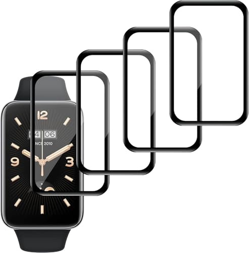 Xinyou [4 Piezas] Xiaomi Mi Band 7 Pro Protector de pantalla de vidrio templado, 9H Protector de pantalla de vidrio templado, borde curvo, anti-arañazos, libre de burbujas.
