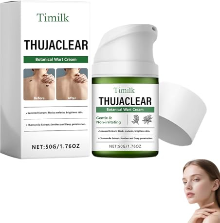 Timilk ThujaClear Botanical Wart Cream, Mole Removal & Dark Spot Cream, Brightening Repairing Moisturiser with Natural Ingredients, Gentle Skin Barrier Repair for All Skin Tones (1)