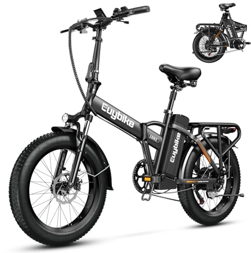 1000W Folding Electric Bike, 48V 20AH Large Removable Battery E Bike for Adults, 60 Miles Max Range, 20 Fat Tire EBike, Max 30Mph Adult Electric Bicycles for Commute, City ride, Beach, Snow,Black