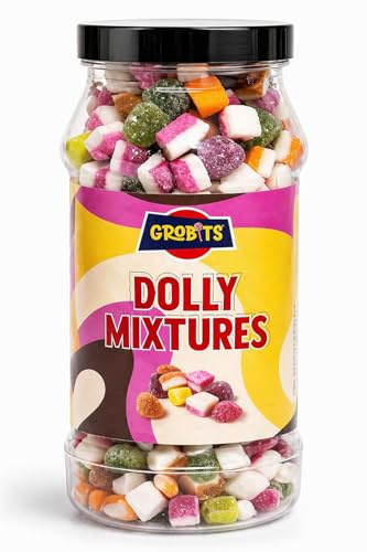 GROBITS - Dolly Mixtures 700g Retro Sweets Gift Jar – Classic British Pick & Mix Candy – Traditional Sweet Shop Retro Sweets – Sweet Sharing Tub for Birthdays, Parties & Gift Giving