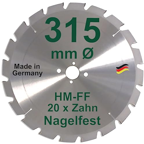 HM Sägeblatt 315 x 30 mm NAGELFEST FF Hartmetall FSP Kreissägeblatt 315mm für Bauholz Brennholz Schalholz Leimholz zum Sägen mit Wippsäge Tischkreissäge Kreissäge Kappsäge Brennholzsäge Tischsäge