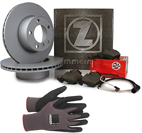 Inspektionspaket Zimmermann Bremsen Set inkl. Bremsscheiben Ø 300 mm und Bremsbeläge inkl. Kontakte für vorne enthalten, 100% passend für Ihr Fahrzeug, inkl. Priner Montagehandschuhe AN197