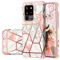 Fingic for Samsung S20 Ultra Case,Samsung Galaxy S20 ultra 5G Case, Rose Gold Marble Shiny 2 in 1 Hard PC & Soft Silicone Hybrid Shockproof Anti Scratch Bumper Protective,Samsung S20 Ultra Phone Case