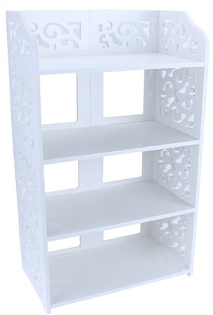 Schuhregal Weiß, Regal 40 cm Breit Schuhregal Schmal und Hoch Standregal Klein Badregal Schuhschrank Steckregal Aufbewahrungsregal Kleines Schuhregal zur Aufbewahrung Bücher Schuhe 4 Böden