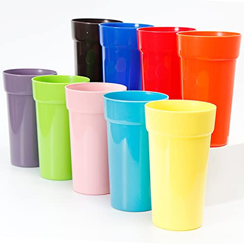 Youngever Lot de 9 Verre d'eau Plastique 650ML (Rainbow)
