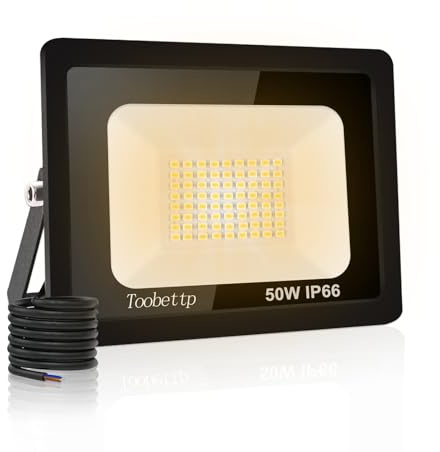 Utomhus LED-strålkastare, 50 W utomhus LED-spotlight 5 000LM superljus 3 500 K, kall vit säkerhetsbelysning, utomhus, IP66, vattentät, för garage, trädgård, terrass, parkeringsplats