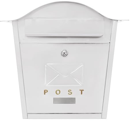 Assorted Collections Cassetta postale da parete, design classico, grande, con serratura, 2 chiavi, resistente alle intemperie, facile da installare, bianco, 35,5 x 26 x 10 cm