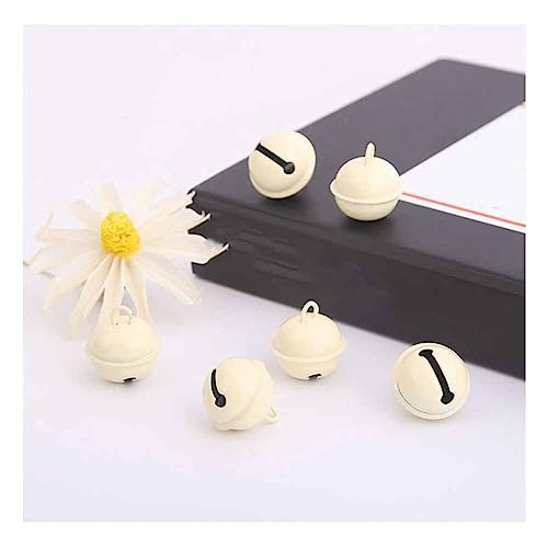 SHTGOI 50 Stück Kleine Glöckchen 21.5mm Bunt Glocke Schellen zum Basteln Metallglöckchen Weihnachtsglocke Bastelglocken Schlittenglocken für Handwerk Haustier Glocken Festival Anhänger Deko Beige