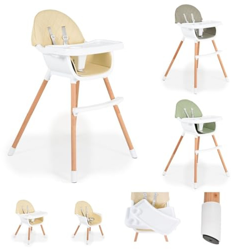Canguroo seggiolone con imbracatura Gelato 2 in 1, seggiolone, tavolo regolabile, colori:beige