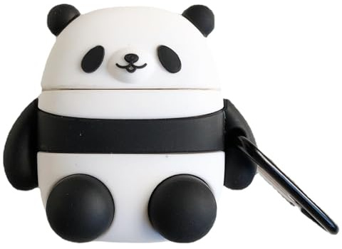 3D Cartoon Custodia in Silicone Compatibile con Airpods 1 2, Protettiva Panda, Cover Divertenti Carino con Moschettone, Impermeabile Antiurto