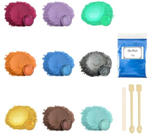 Ovaletta 9 Epoxidharz Farbe 10g,Mica Powder, Kerzen Selber Machen Set, Farbpigmente für Gießpulver, Badebomben Selber Machen, Diy Pigmentpulver für Seifenfarbe, Kerze, Kosmetischer, Schleim