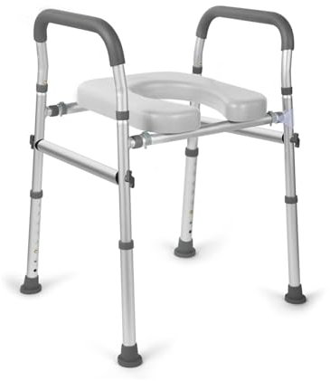 Sedile Rialzato Per WC Con Maniglia Di Sicurezza,Rialzo Per Sedile WC Rialzato Regolabile In Altezza E Larghezza,Sedile Antiscivolo Per WC,Telaio Di Supporto Per Anziani E Adulti Disabili