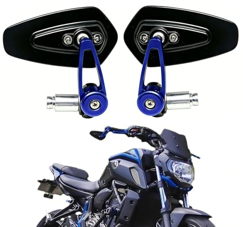 YUJYGAO Specchietti Moto Manubrio 7/8 22mm Specchietti Retrovisori Bar End Universali Specchietti Laterali Moto Compatibile per Cruiser Scooter Bobber Chopper MT07 MT09 Z900(Blu)