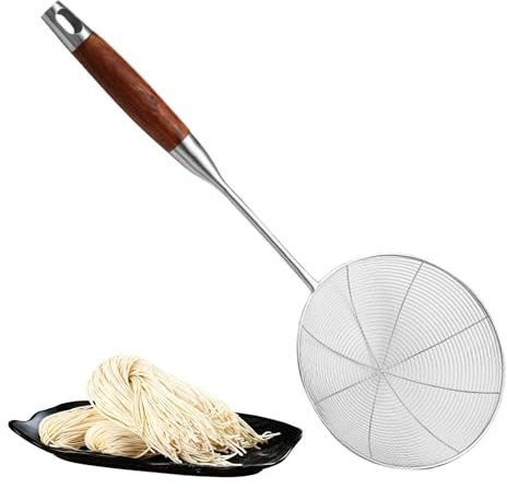 Acunny Colador de araña para, rejilla de alambre, cuchara de skimmer para cocina, colador de acero inoxidable con asa, colador de skimmer graso para de cocina, grasa