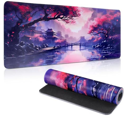 Yimomoyi Tappetino Mouse XXL, 800 x 300 x 3mm Tappetino Scrivania Grande, Antiscivolo Mousepad Gaming, Mouse Pad con Bordi Cuciti, Impermeabile Desk Mat, Accessori Scrivania Ufficio e PC (A)