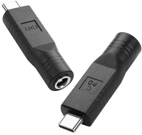 PNGKNYOCN Adaptador de corriente USB C macho a CC hembra tipo C a CC 5,5 x 2,5 mm hembra, convertidor de trabajo con fuente PD de 20 V/100 W + tipo C (2 unidades)