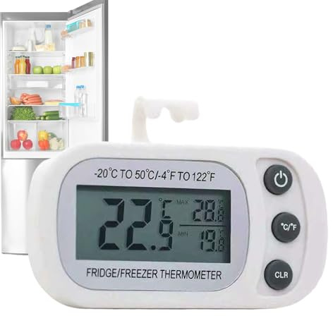 Digital kylskåpstermometer - magnetisk vattentät sensor | LCD-skärm med stativ, temperaturmonitor för frysar kylskåpskällare inomhus kompakt batteridriven