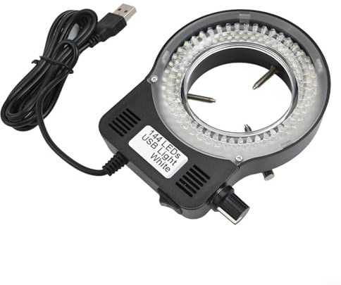 1 Pack Adjustable USB LED Ring Light Microscope Camera Illuminator 72 or 144 LEDs 6500K White Light for Optical Instruments Automation Equipment Stereo Monocular Microscopes(144LED)